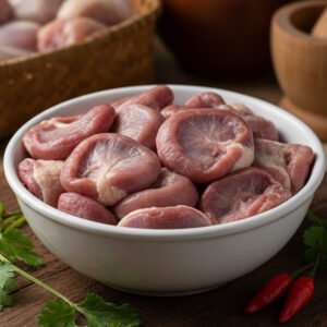 Chicken Gizzards in white bowl